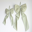 Bows Oversized Green Striped Fabric