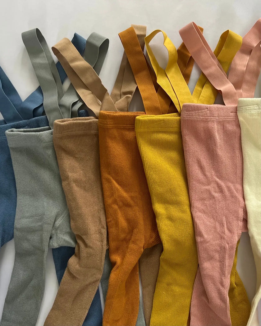 Ribbed Burnt Orange / 2-3y Suspender Leggings