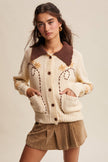 Embroidered Collar Knit Cardigan