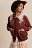 Embroidered Collar Knit Cardigan