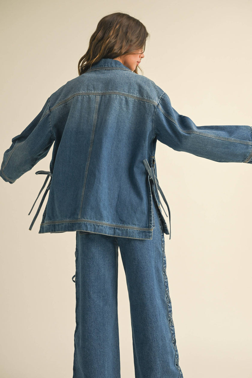 TIED ON THE SIDE DENIM JACKET