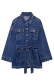 OVERSIZED DENIM JACKET WITH WAIST SASH