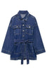 OVERSIZED DENIM JACKET WITH WAIST SASH