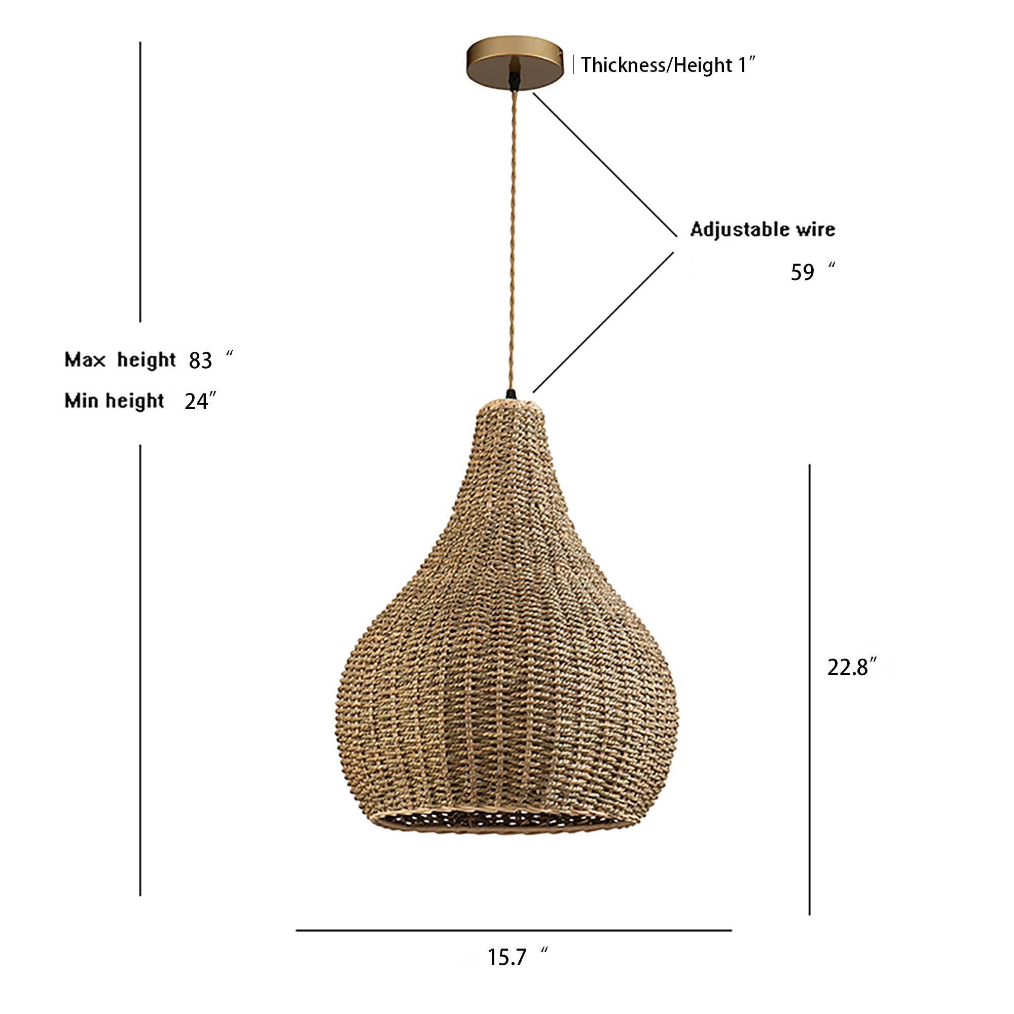 Annika Light Teardrop Wicker Rattan Pendant Light