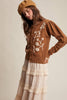 Floral Embroidered Puff Sleeve Cardigan