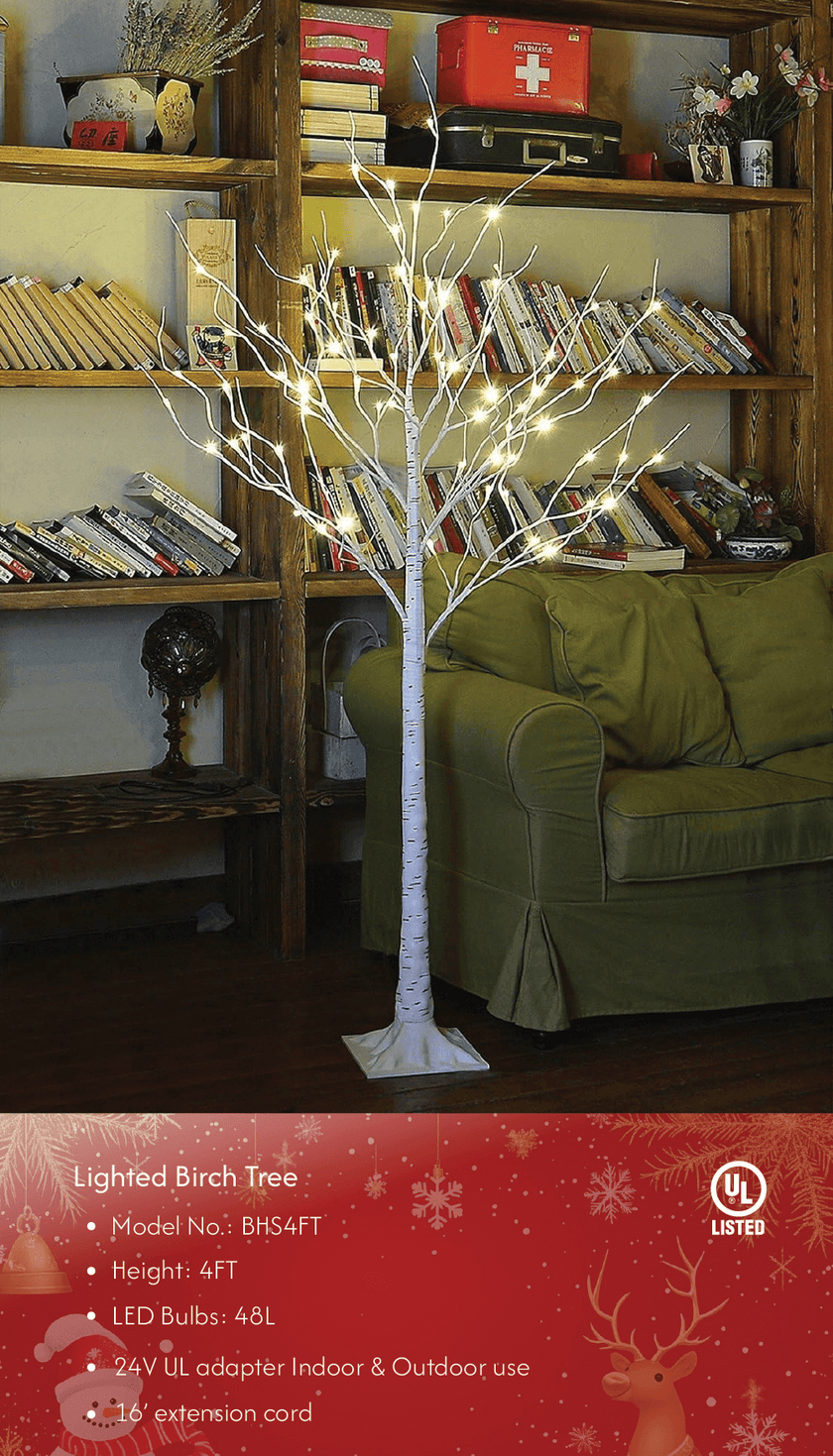 Birch Tree Lights Set of 3 for Christmas Decor, Weddings, and Gif
