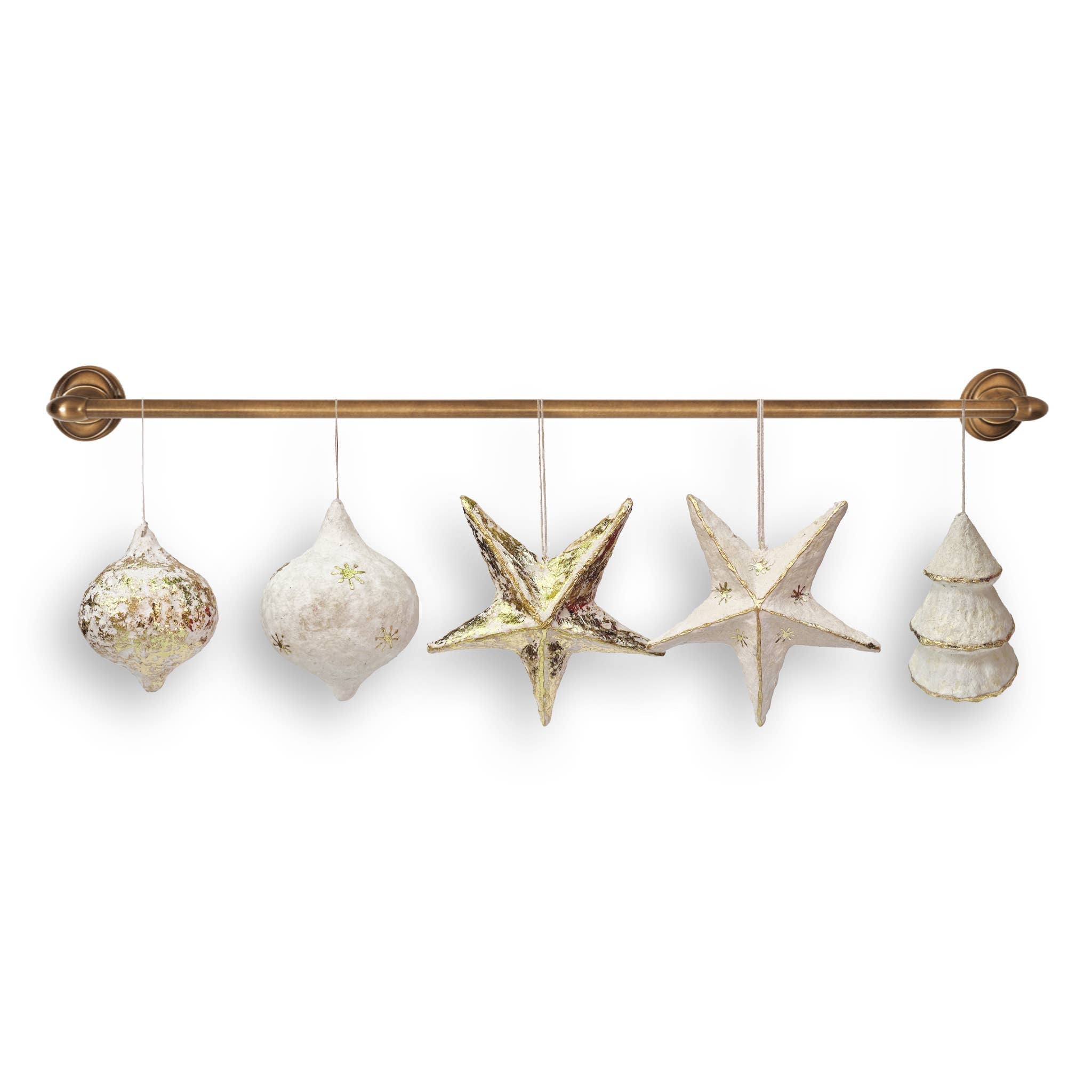 White Paper Mache Star Ornaments
