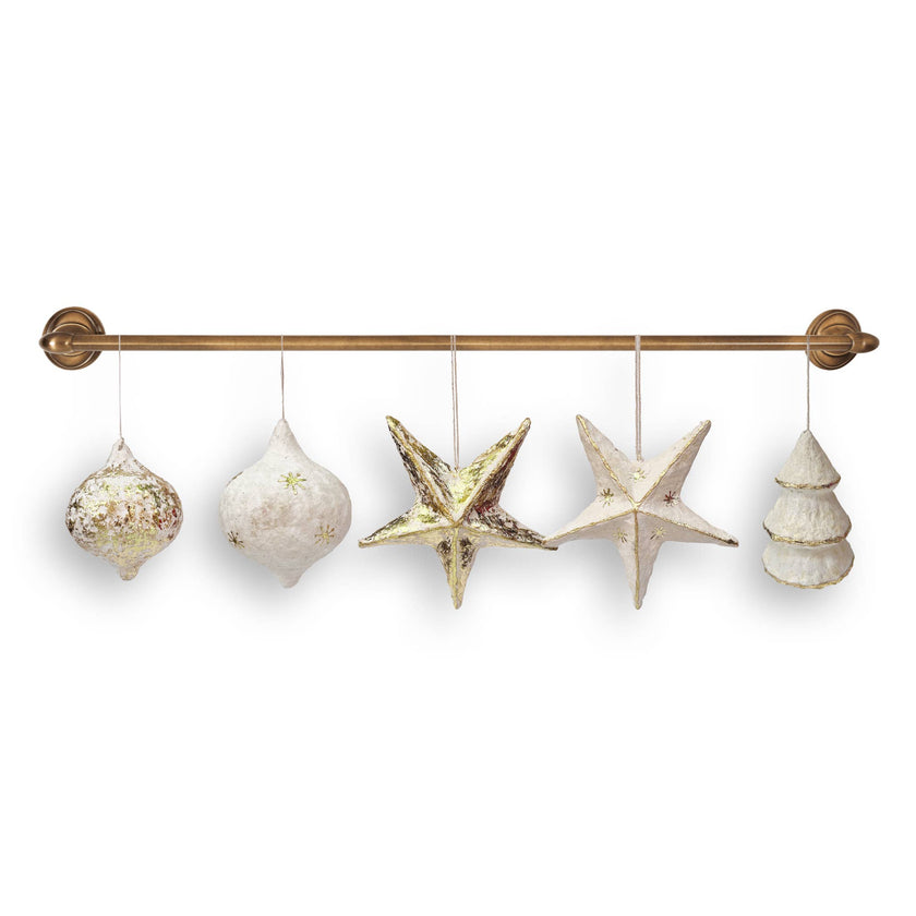 White Paper Mache Star Ornaments