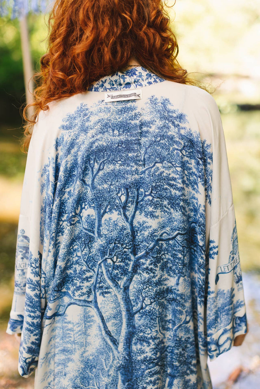 Let The Light In Printed Long Duster Bamboo Kimono Robe