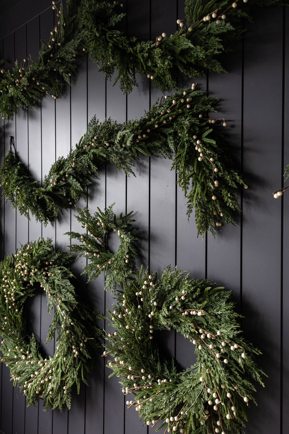 White Plum Berry Norfolk Cypress Real Touch Wreath - 14