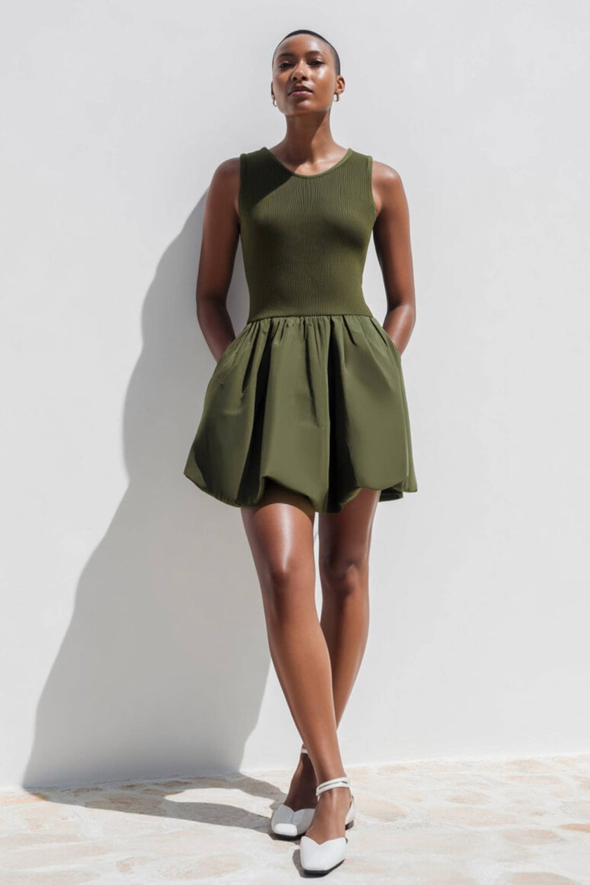 Sleeveless Bubble Skirt Mini Dress