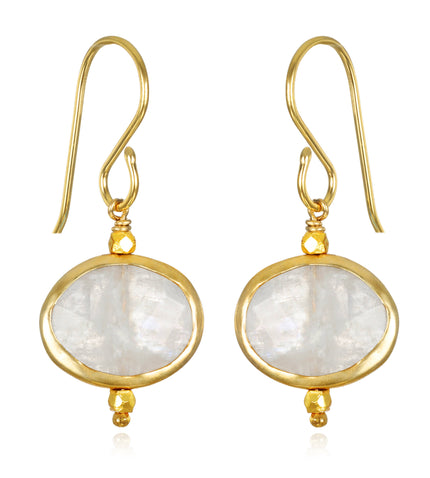 Bezeled Drops-Rainbow Moonstone