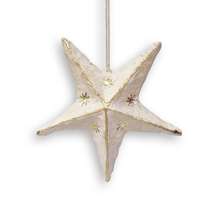 White Paper Mache Star Ornaments