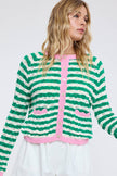 WAVY STRIPE CONTRAST KNIT SWEATER / WL25-11731