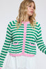 WAVY STRIPE CONTRAST KNIT SWEATER / WL25-11731
