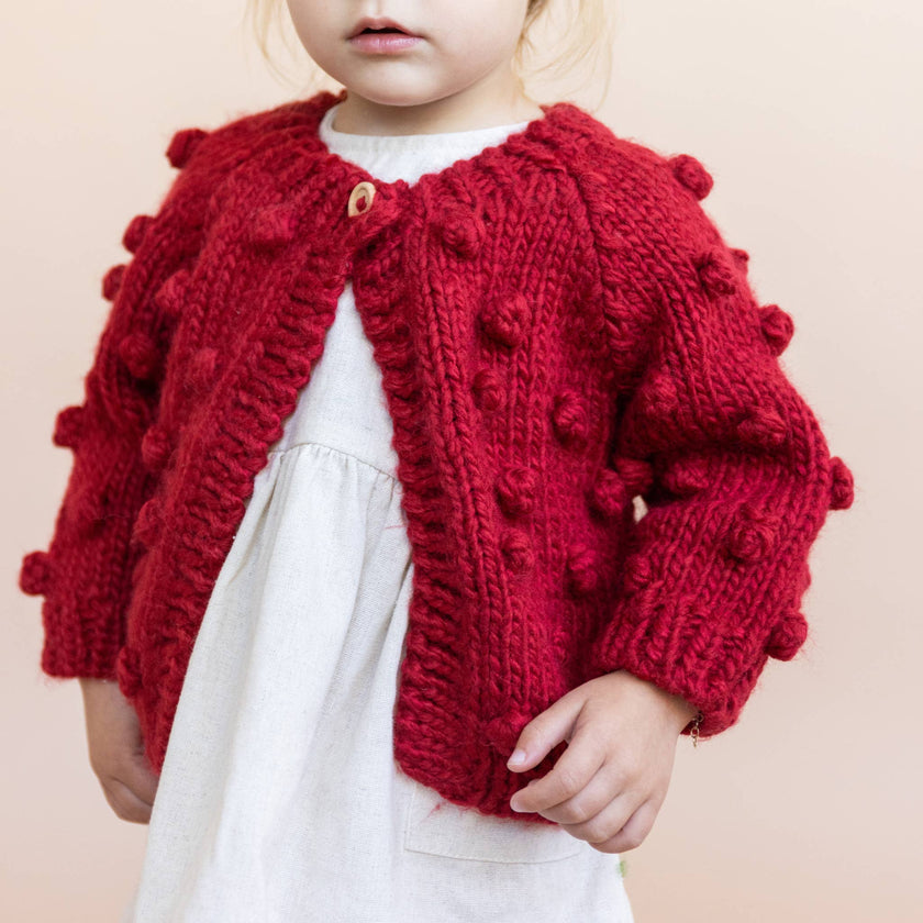 Popcorn Cardigan Red Baby Kid Sweater Valentine Christmas
