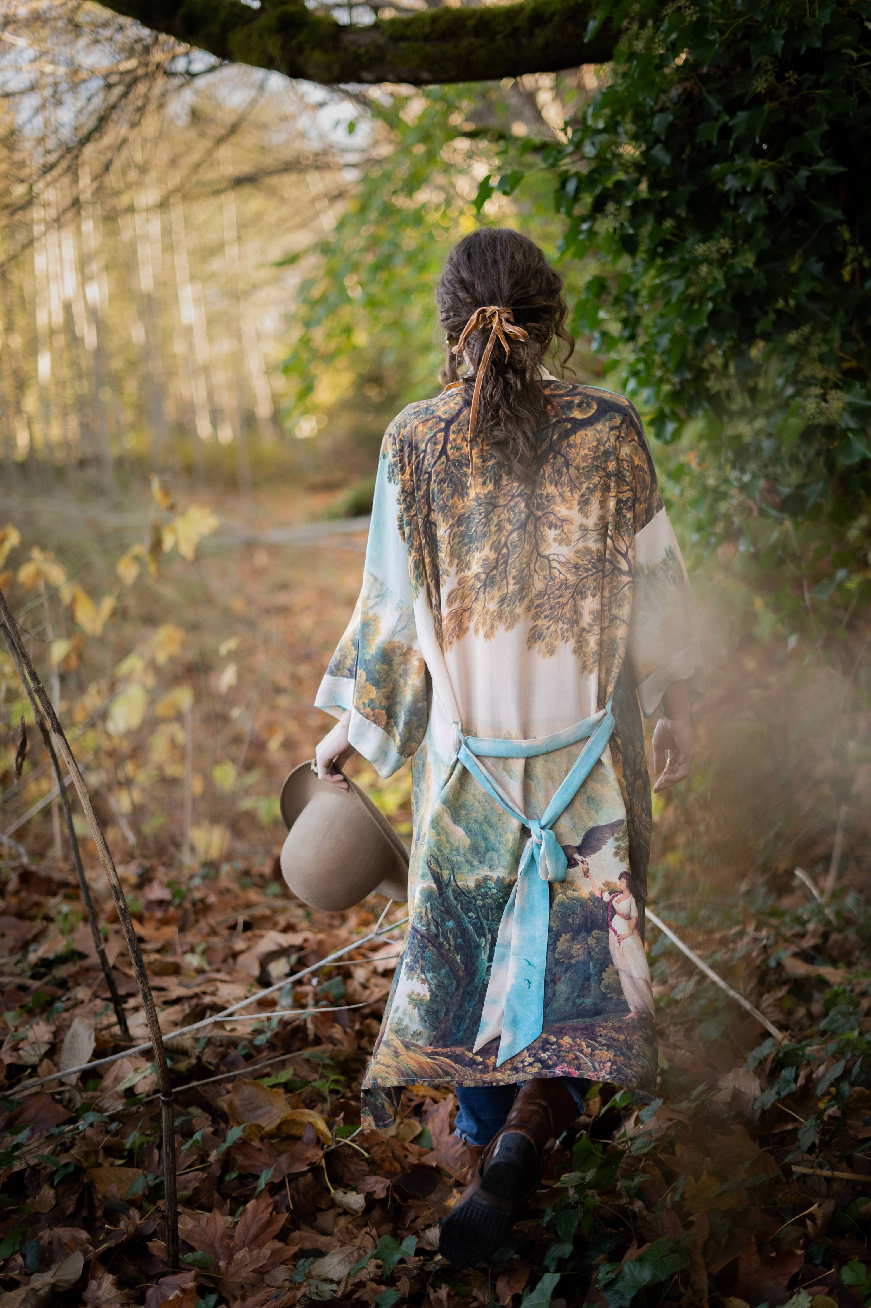 Awakening Opera Duster Kimono Robe w/Landscape and Eagle