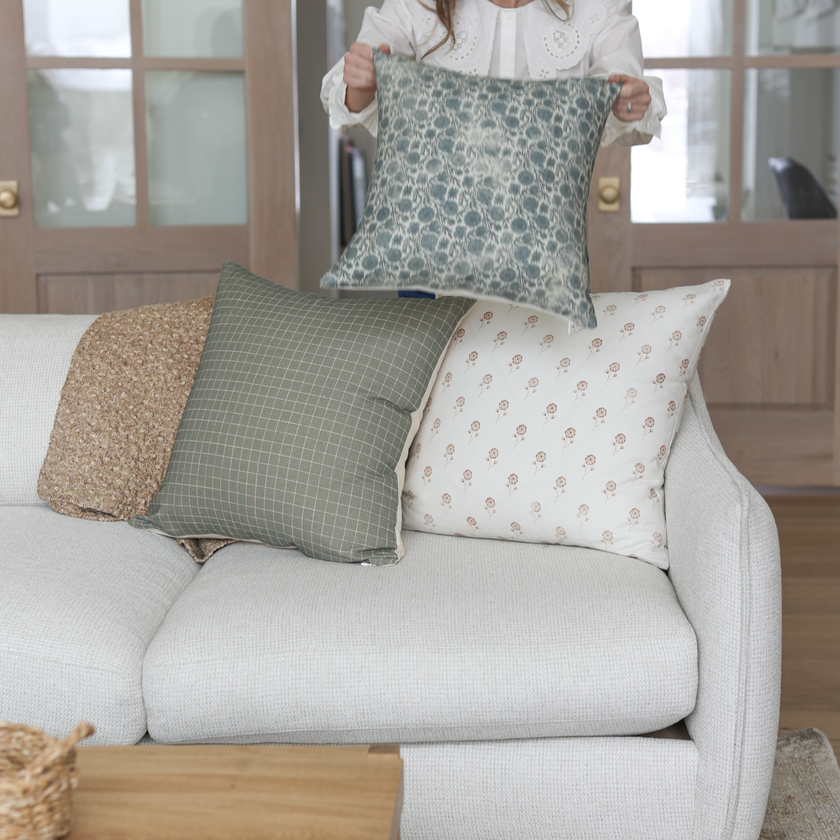 Buttercup Cotton Block Print Pillow Cover