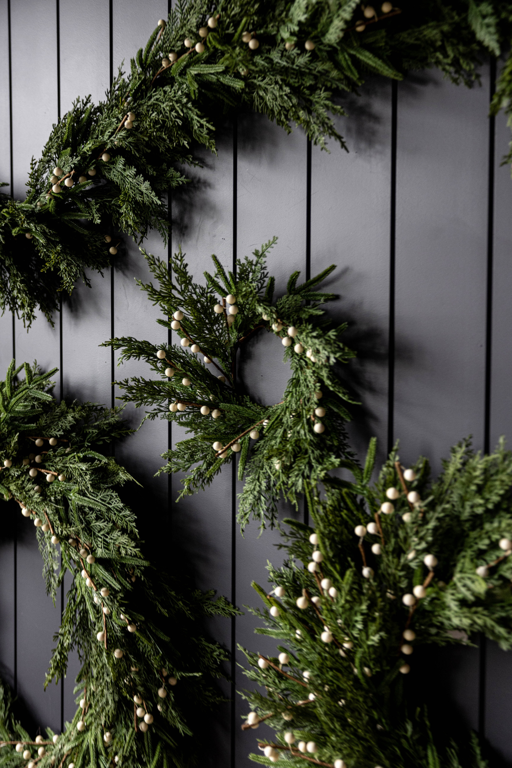 White Plum Berry Norfolk Cypress Real Touch Wreath - 14