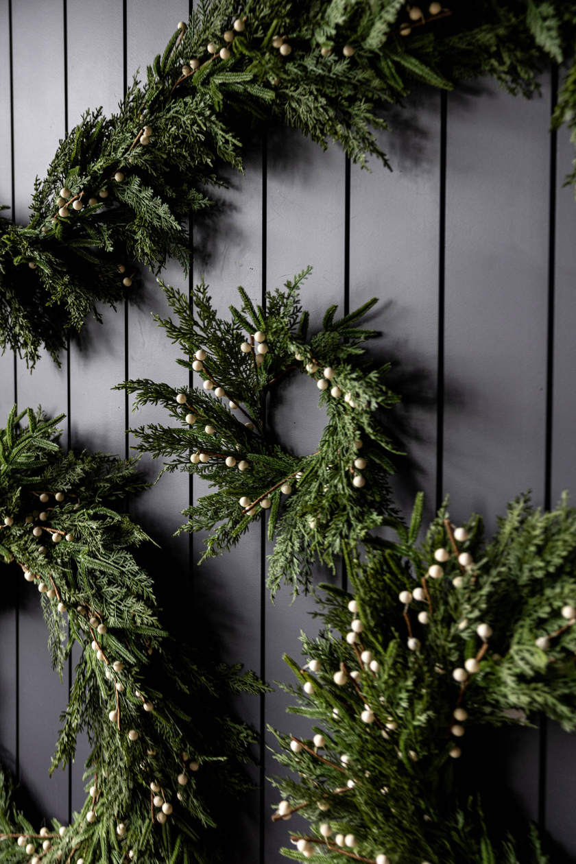 White Plum Berry Norfolk Cypress Real Touch Wreath - 14