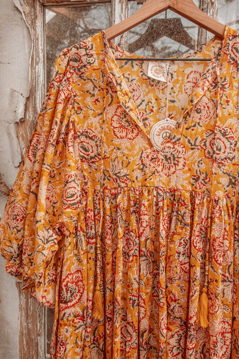 ORGANIC CottonBlock Printed Maxi Dress, Floral MARLOWE Dress