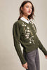 Floral Embroidered Puff Sleeve Cardigan