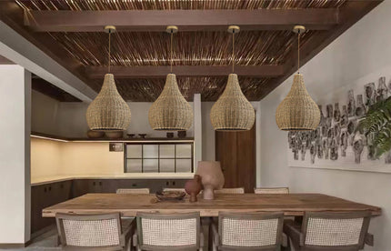 Annika Light Teardrop Wicker Rattan Pendant Light