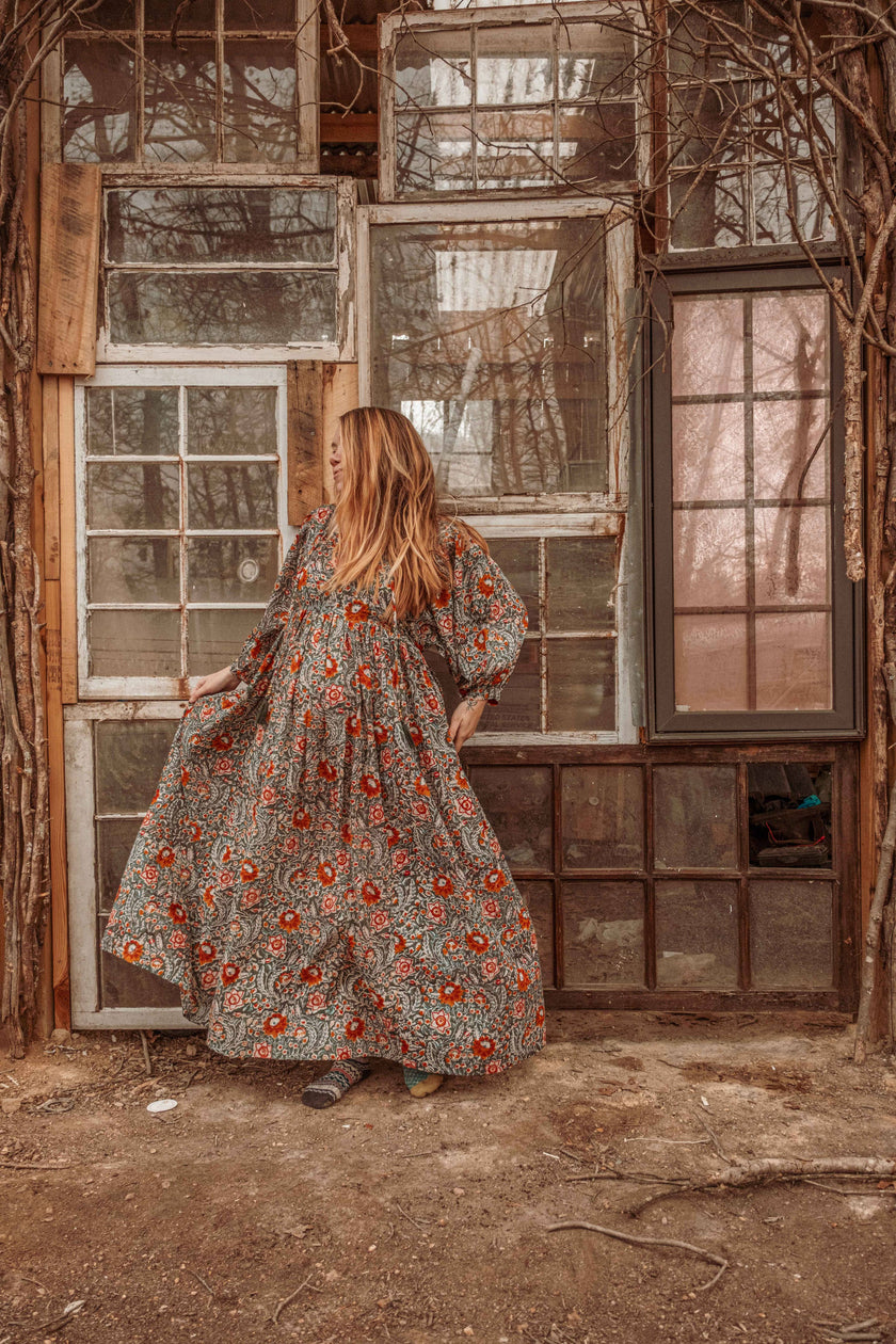 ORGANIC CottonBlock Printed Maxi Dress, Floral MARLOWE Dress