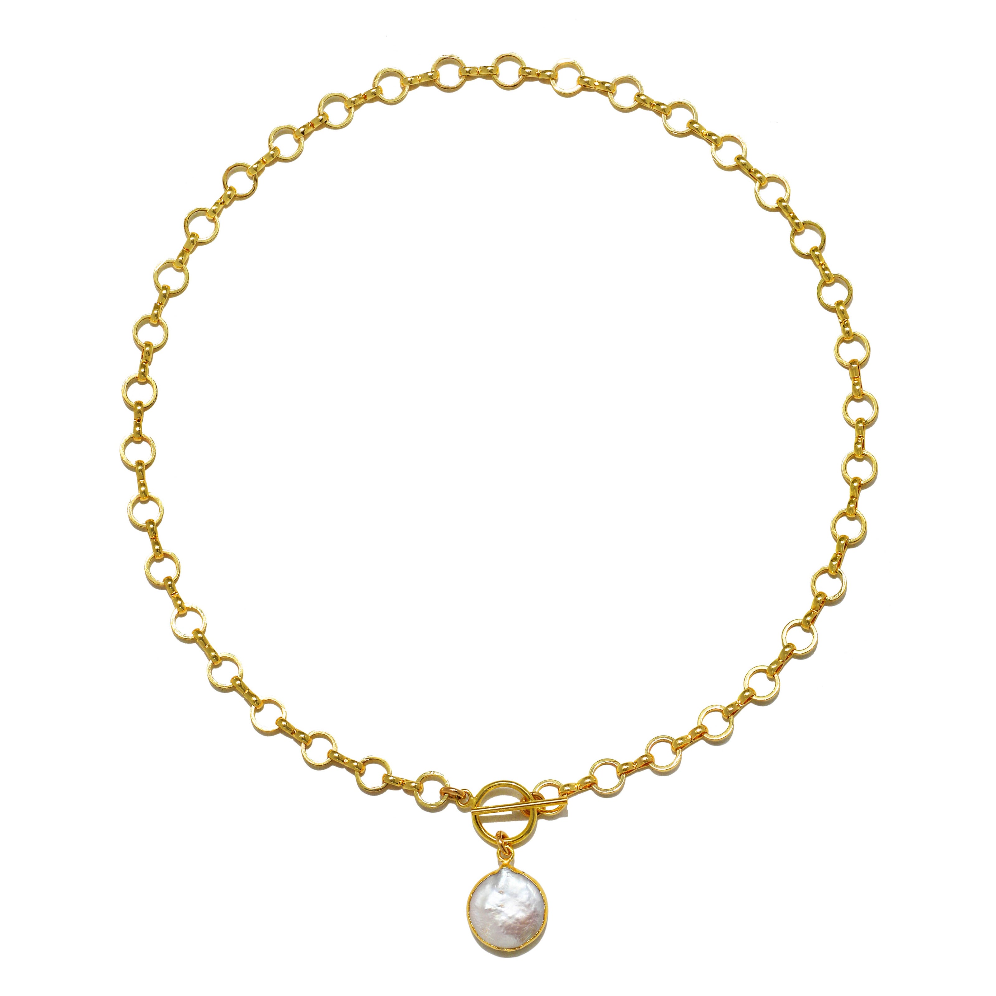 Framed Pearl Toggle Necklace