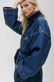 OVERSIZED DENIM JACKET WITH WAIST SASH