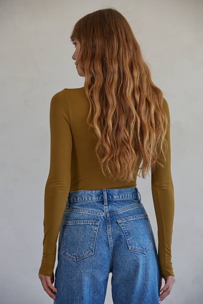 Knit Seamless Turtle Neck Long Sleeve Bodysuit