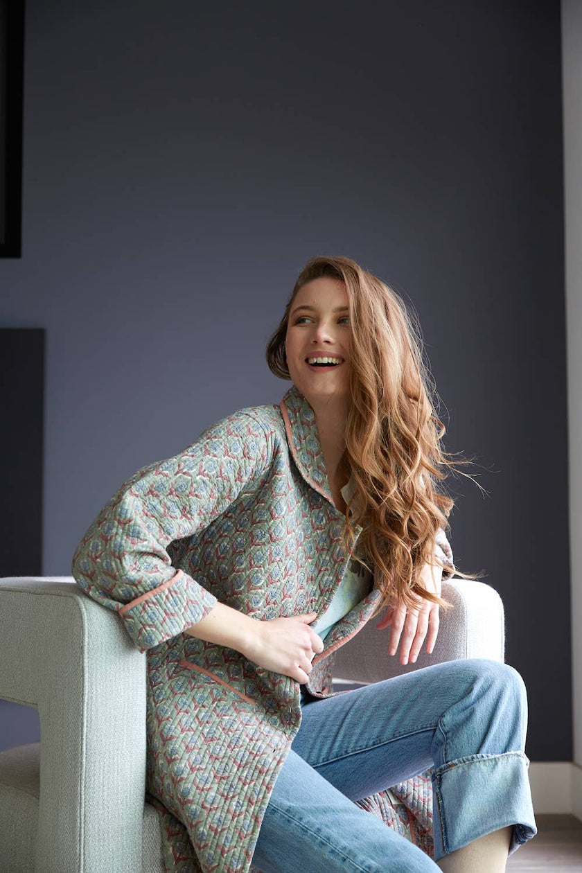 Ultra-lightweight Block Printed Jacket  (Tashma)