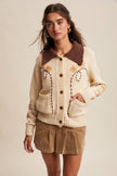 Embroidered Collar Knit Cardigan