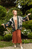 Under My Wing Pixie Crop Kimono w/ Swan & feathers