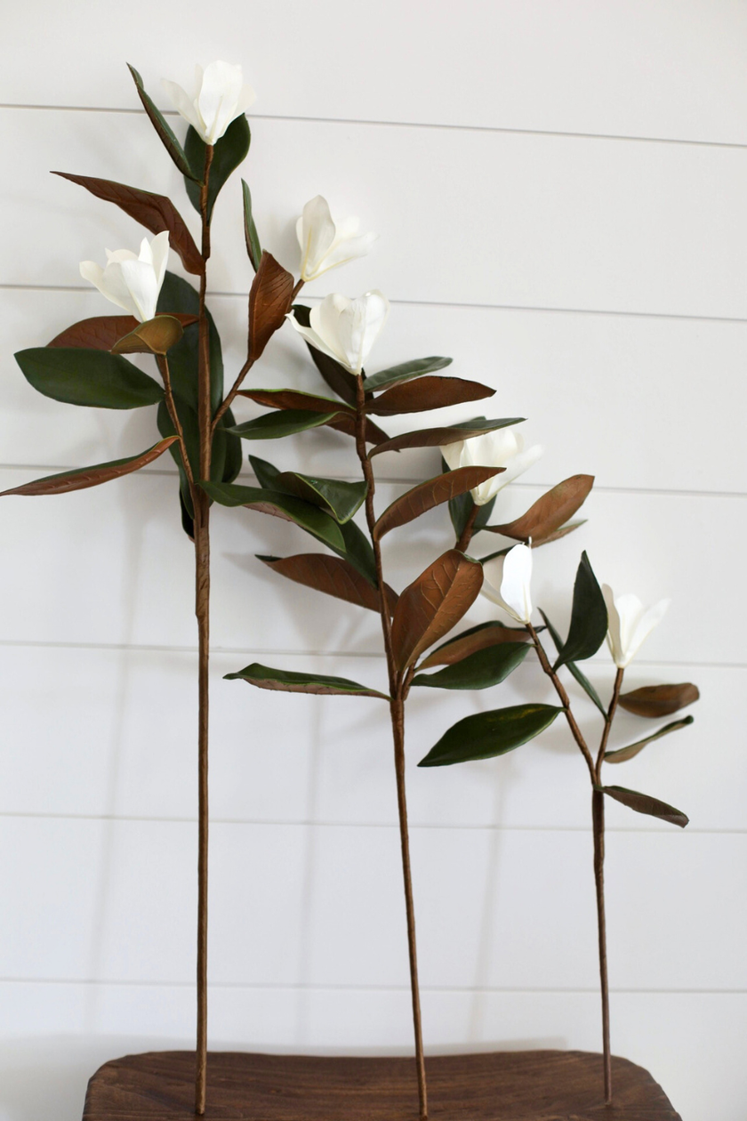 Magnolia Faux Flowers with Leaves