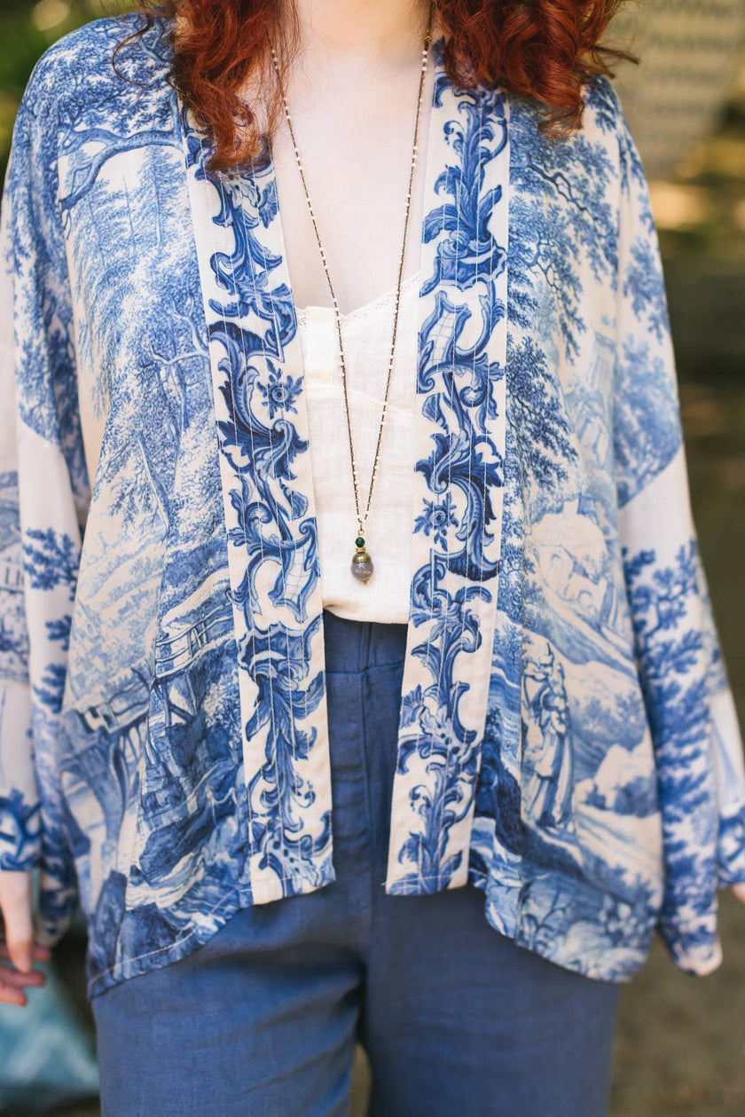 Let The Light In Printed Bamboo Crop Kimono