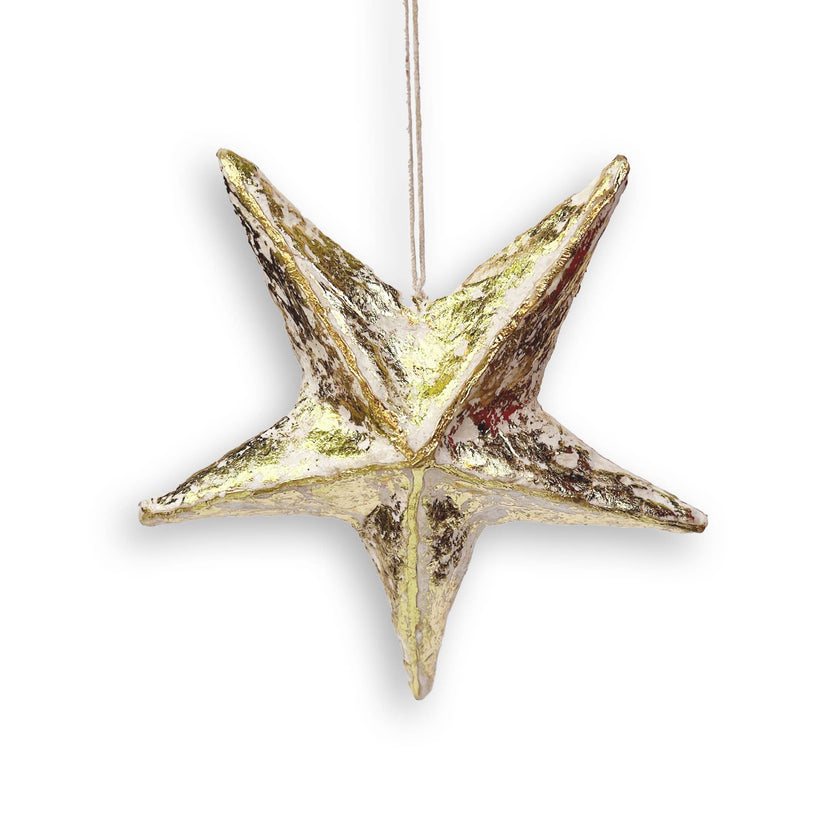 White Paper Mache Star Ornaments