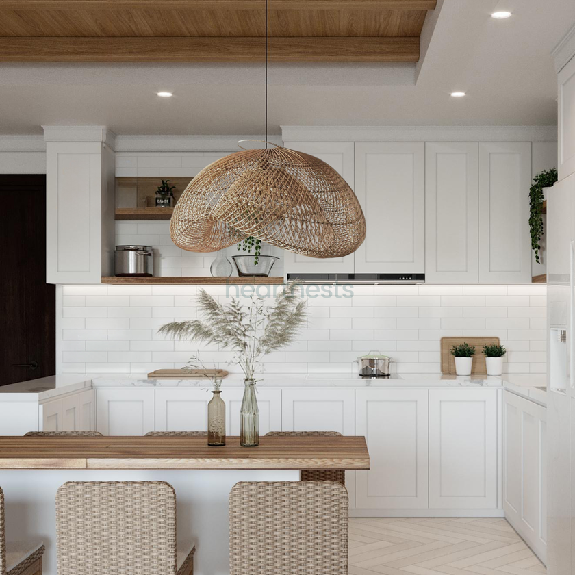 Amelia Rattan Pendant Light. Sophisticated Heart Shape Wicker Light for Coastal, Hampton, Farmhouse, Boho Home Decor