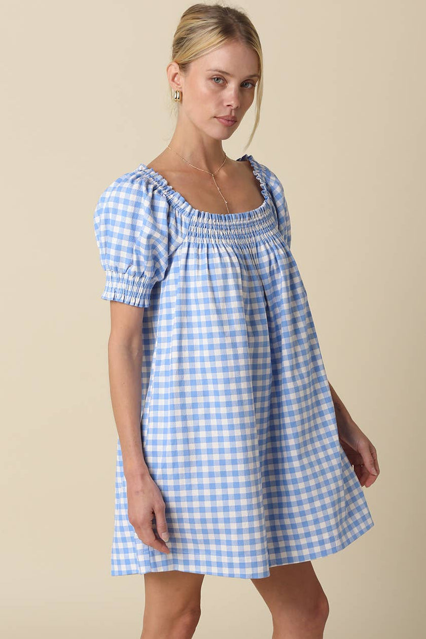 Erin Gingham Smocked Babydoll Dress
