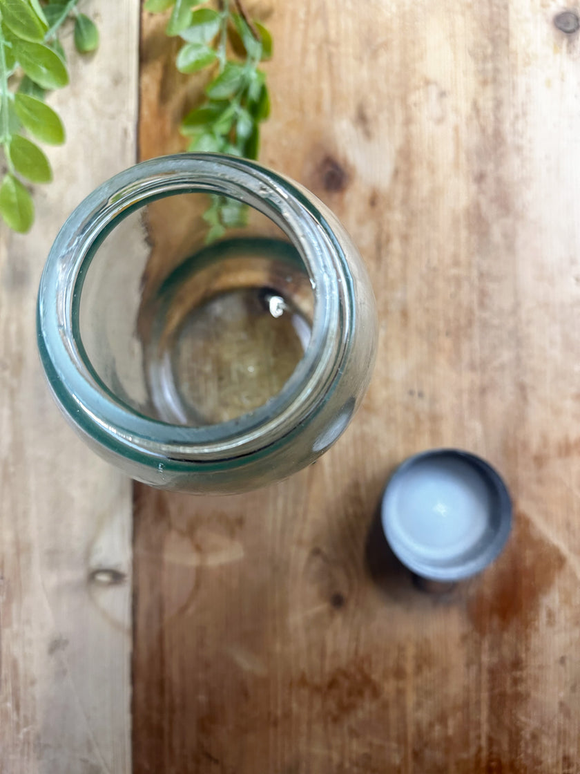 RARE ANTIQUE MASON'S CFJ PATENT NOV 30TH 1858 Half Gallon Aqua CANNING JAR with Zinc Lid