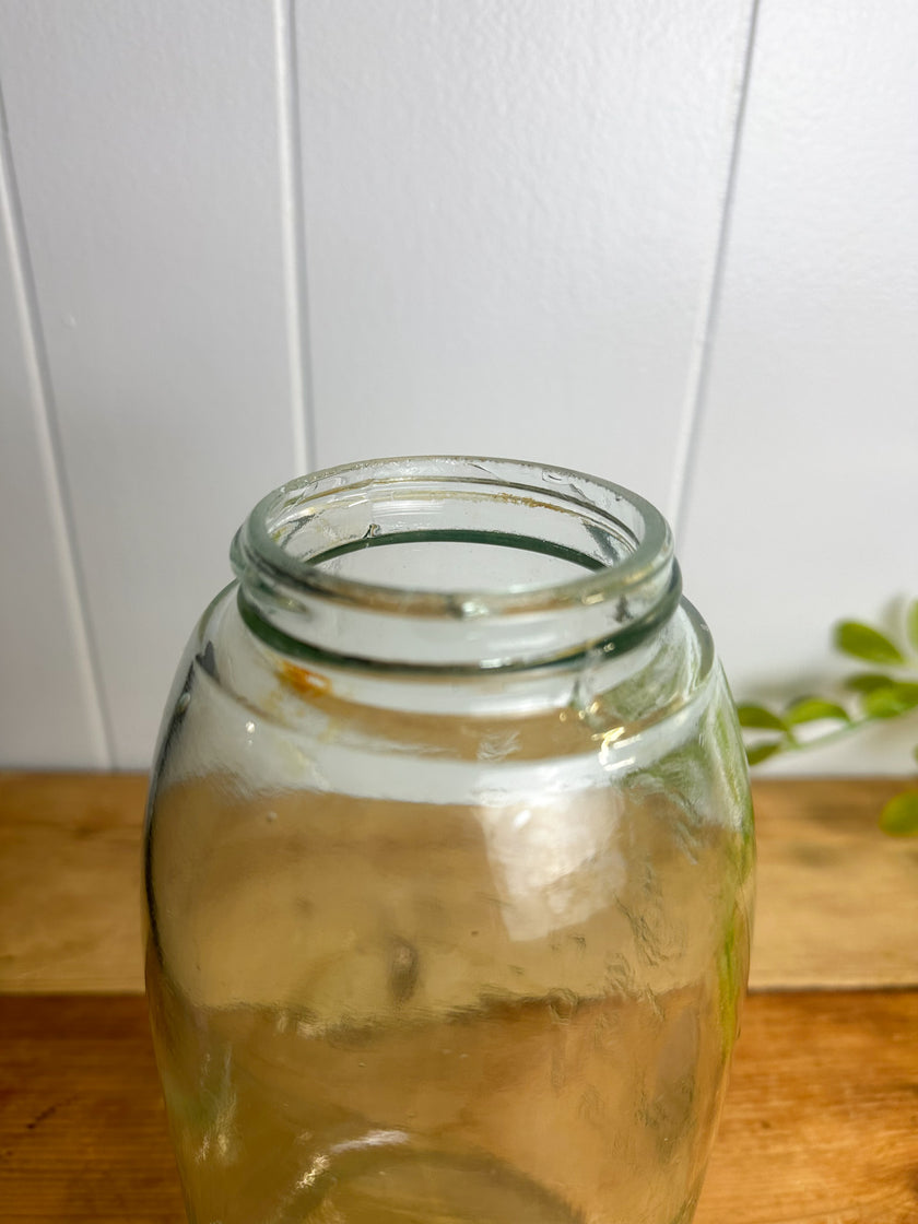 RARE ANTIQUE MASON'S CFJ PATENT NOV 30TH 1858 Half Gallon Aqua CANNING JAR with Zinc Lid