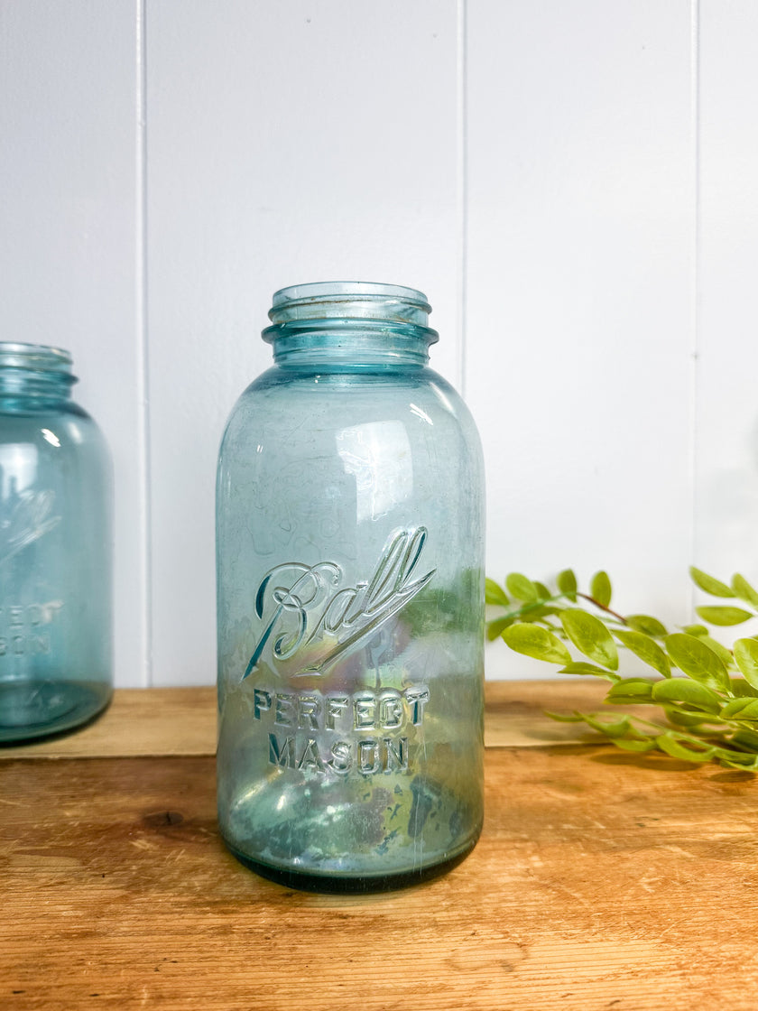 Authentic Antique Blue Ball Perfect Mason Jar Circa 1910-1923