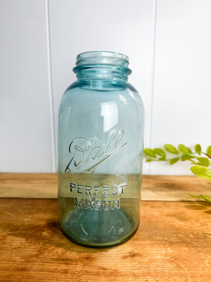 Authentic Antique Blue Ball Perfect Mason Jar Circa 1910-1923