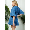 V-neck Puff Sleeve Denim Short Dress