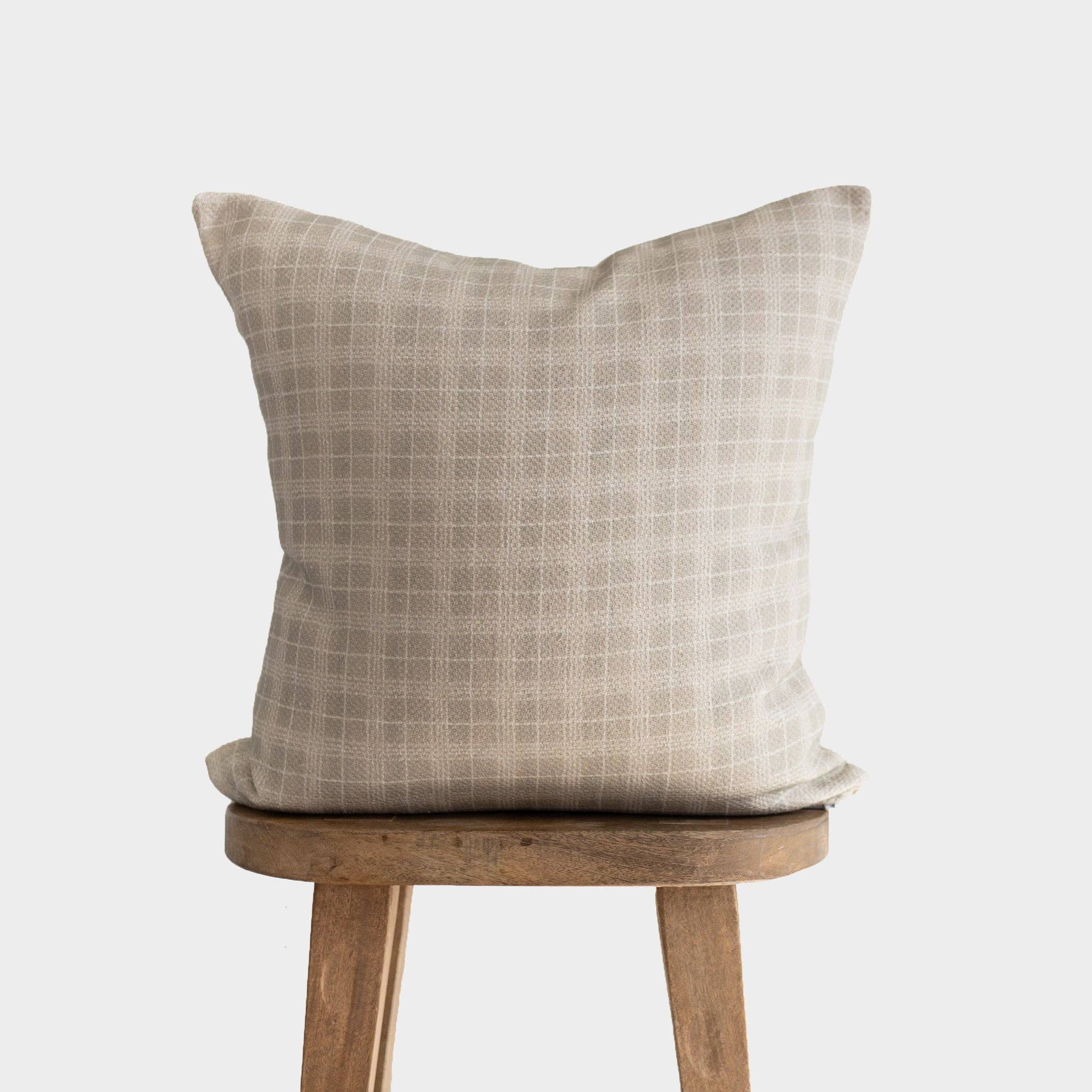 Window Squares in Taupe Cotton Block Print Pillow Cover