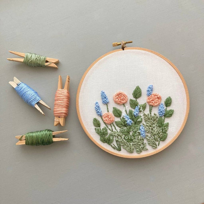 Hand Embroidery KIT - Hawthorne in Peach & Sky Blue