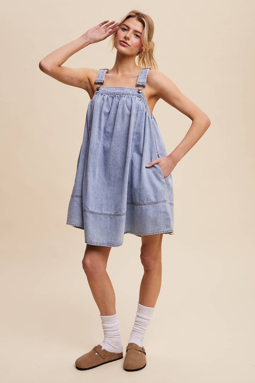 Denim A-Line Overall Dress