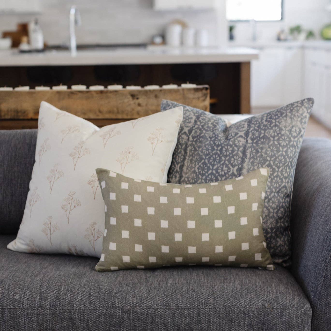 Thistle Cotton Block Print Pillow Cover