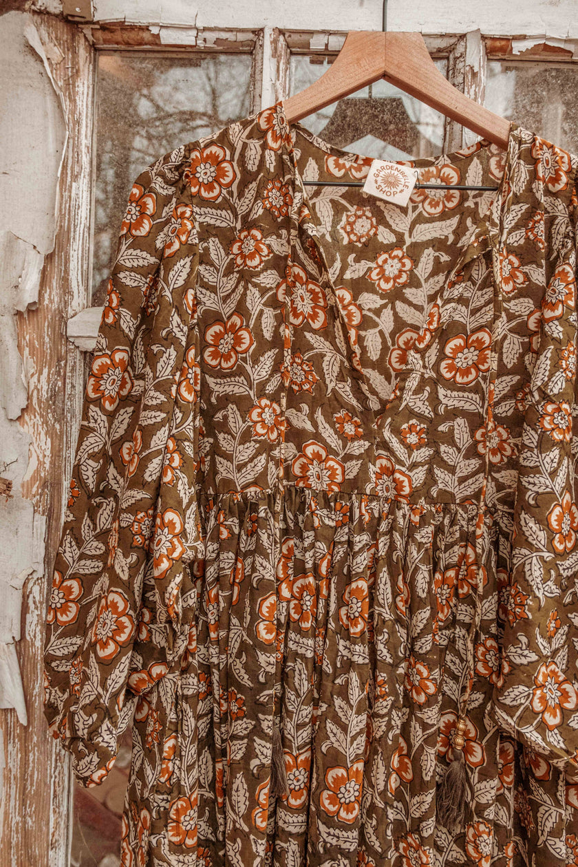 ORGANIC CottonBlock Printed Maxi Dress, Floral MARLOWE Dress