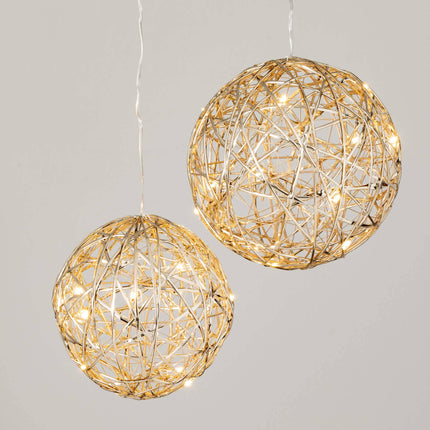 GOLD LIGHTED HANGING GLOBE